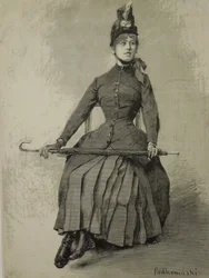 Frau mit einem Regenschirm